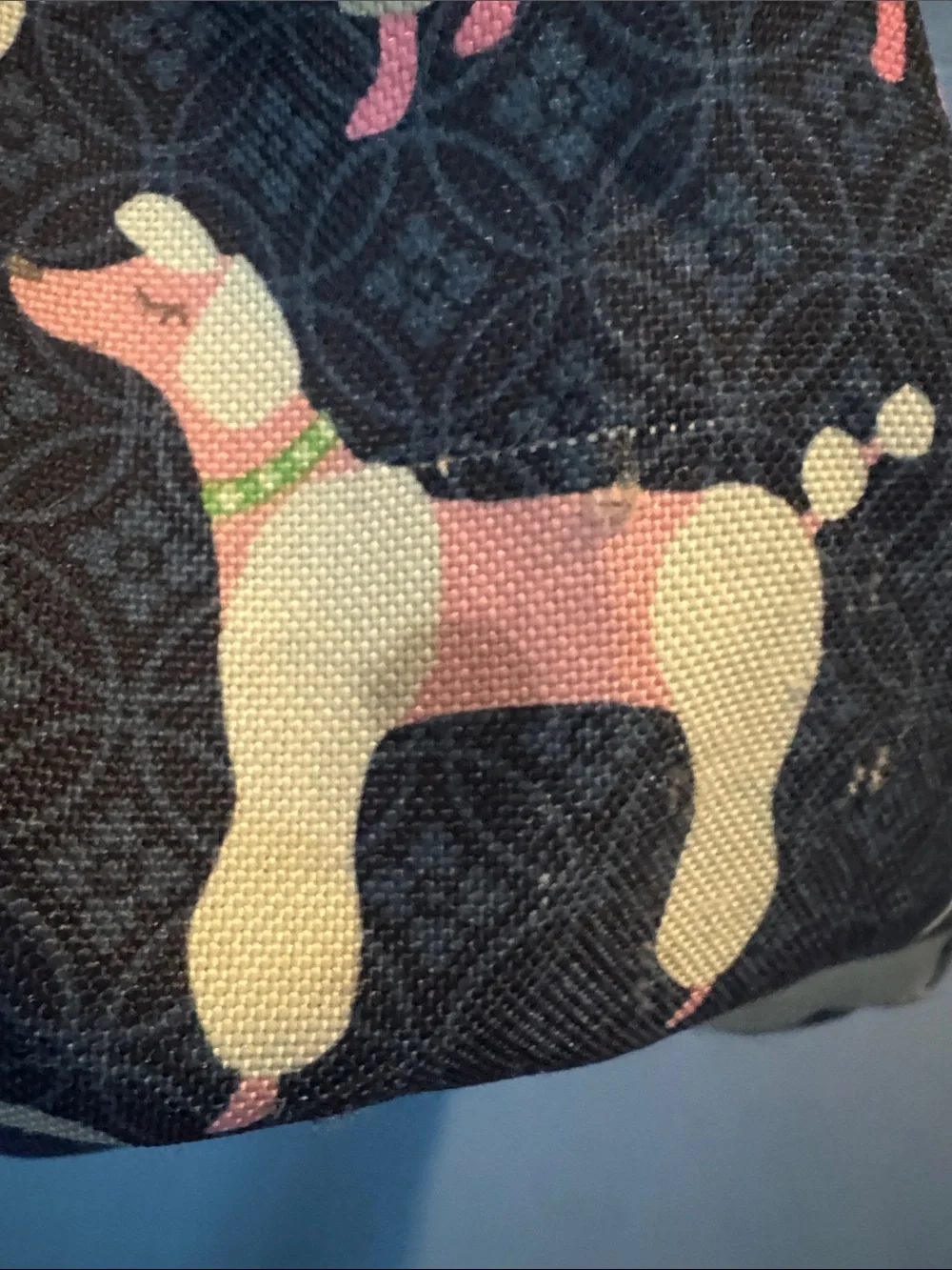 Pottery barn Large Kids Pink & Navy Poodle Print Backpack